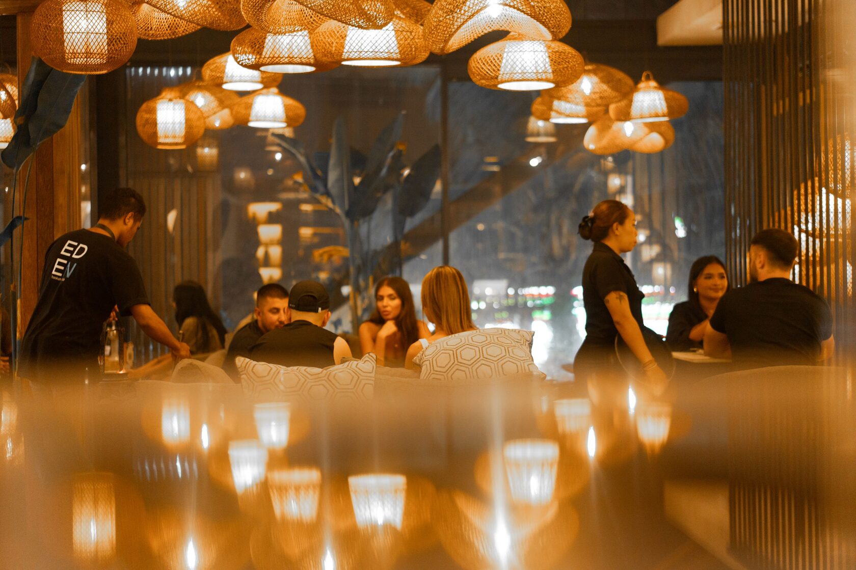 Lounge atmosphere warm lighting