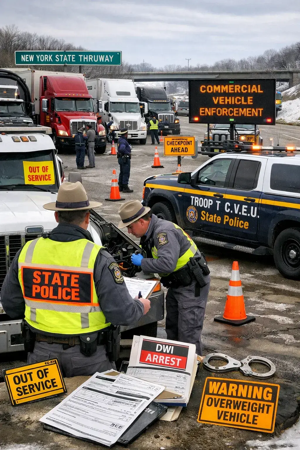 NY Troopers Place 49 Trucks Out of Service During Thruway Enforcement