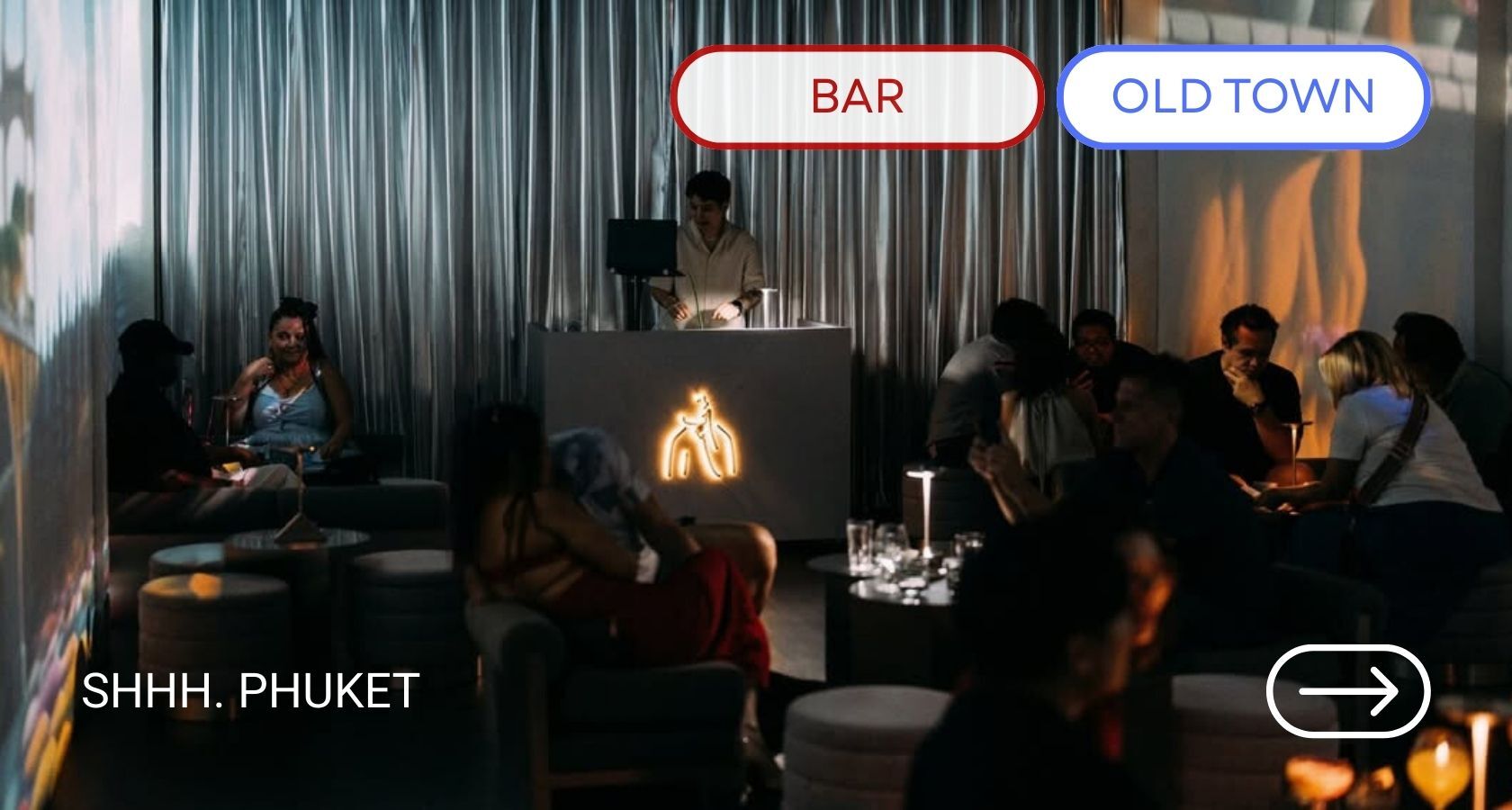 Секретный спикизи-бар SHHH Phuket, атмосферный интерьер