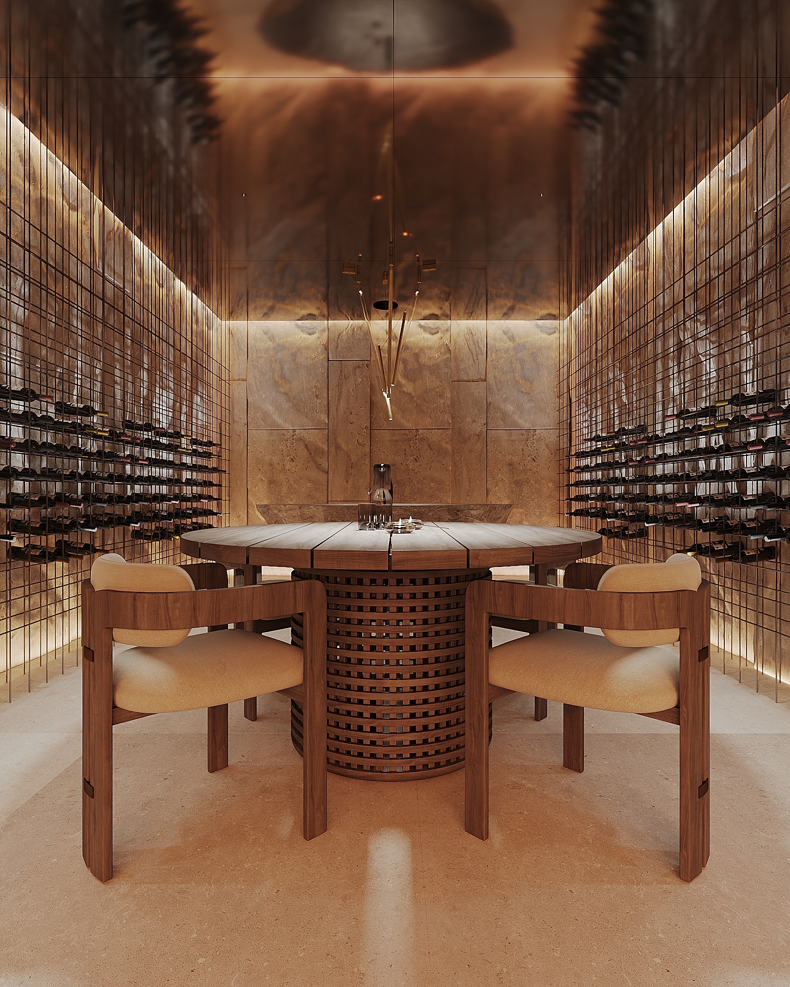 The interior of this three-story villa in Limassol — including a basement level with a wine room and home cinema — blends simplicity, scale, and refinement