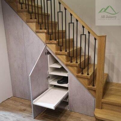 Custom smart storage solution under a staircase
