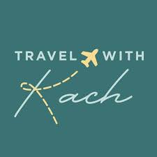 TRAVEL WITH KACH LOGO WITH AN AIRPLANE ICON