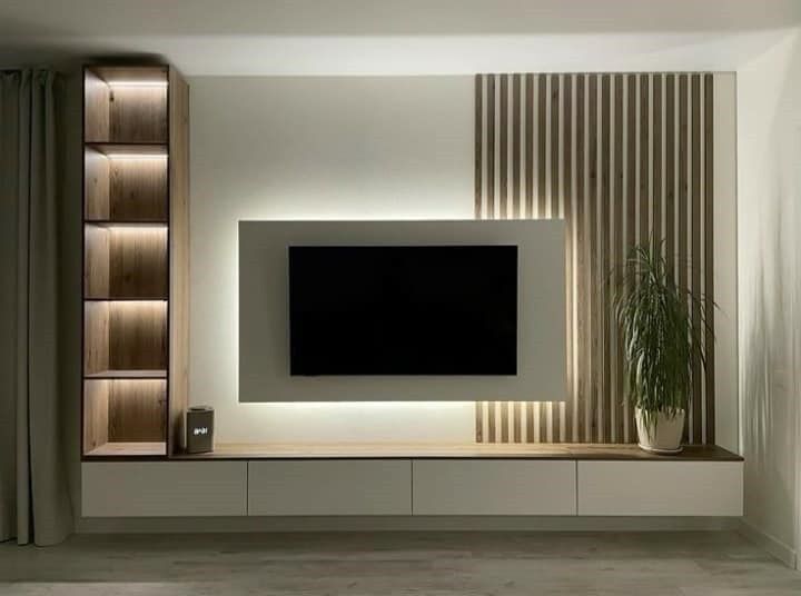 Modern Minimalist Media Wall with Integrated Lighting