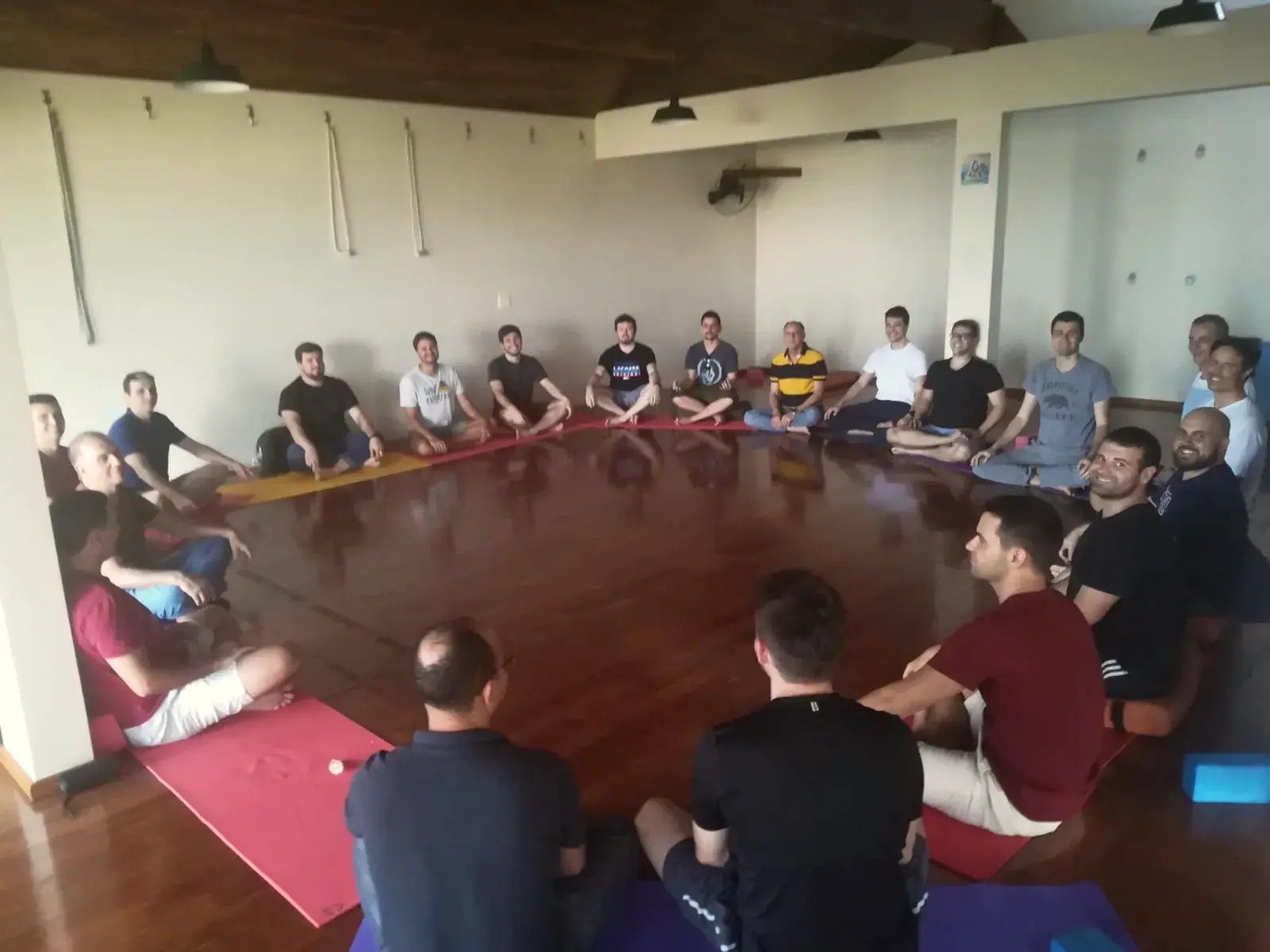 Athletes training circle