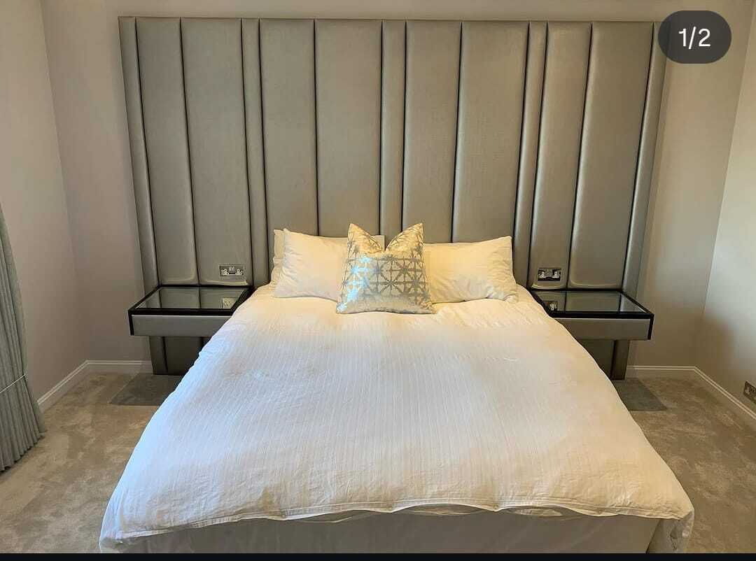 Bespoke upholstered headboard handcrafted in Peterborough