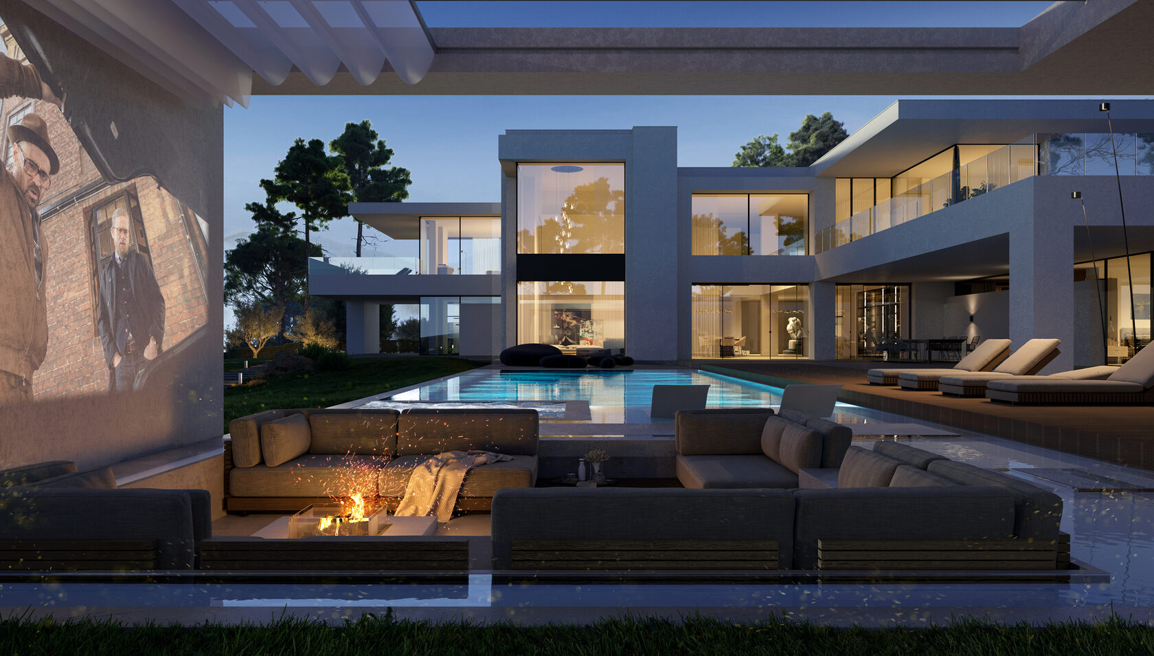 This estate consists of several buildings — including the main residence, a spa, and auxiliary structures, located in the hills near Limassol