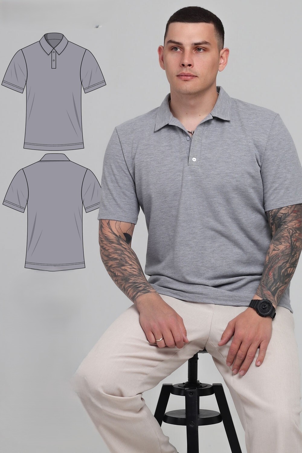 Professional polo shirt with collar and placket