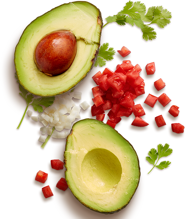 Авокадо, нарезанные помидоры, чеснок и петрушка. Заказ еды на неделю. Готовая еда с доставкой Харьков