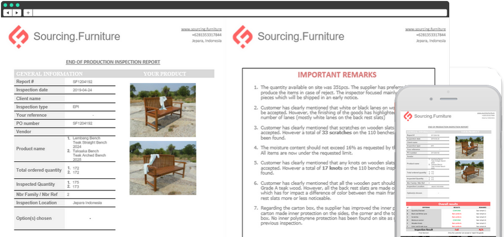 furniture inspection report Indonesia