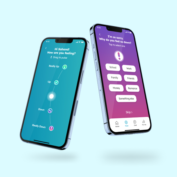 Updawn is a mood tracking and well-being social app for educational institutions designed by Yugen Branding