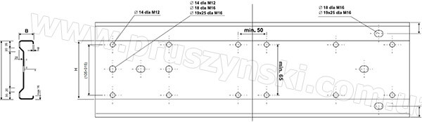 Розміщення отворів у профілях типу «Σ»