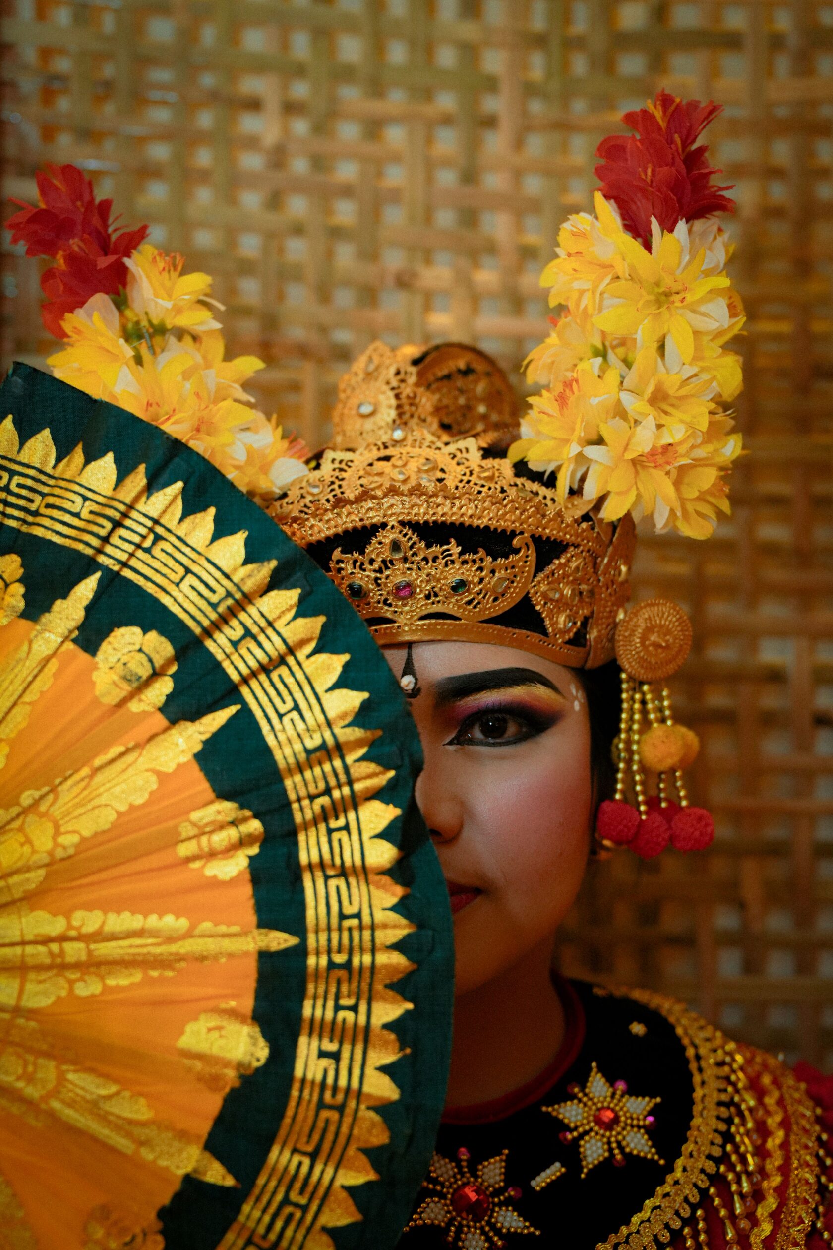 Balinese cultural dancers in traditional costume