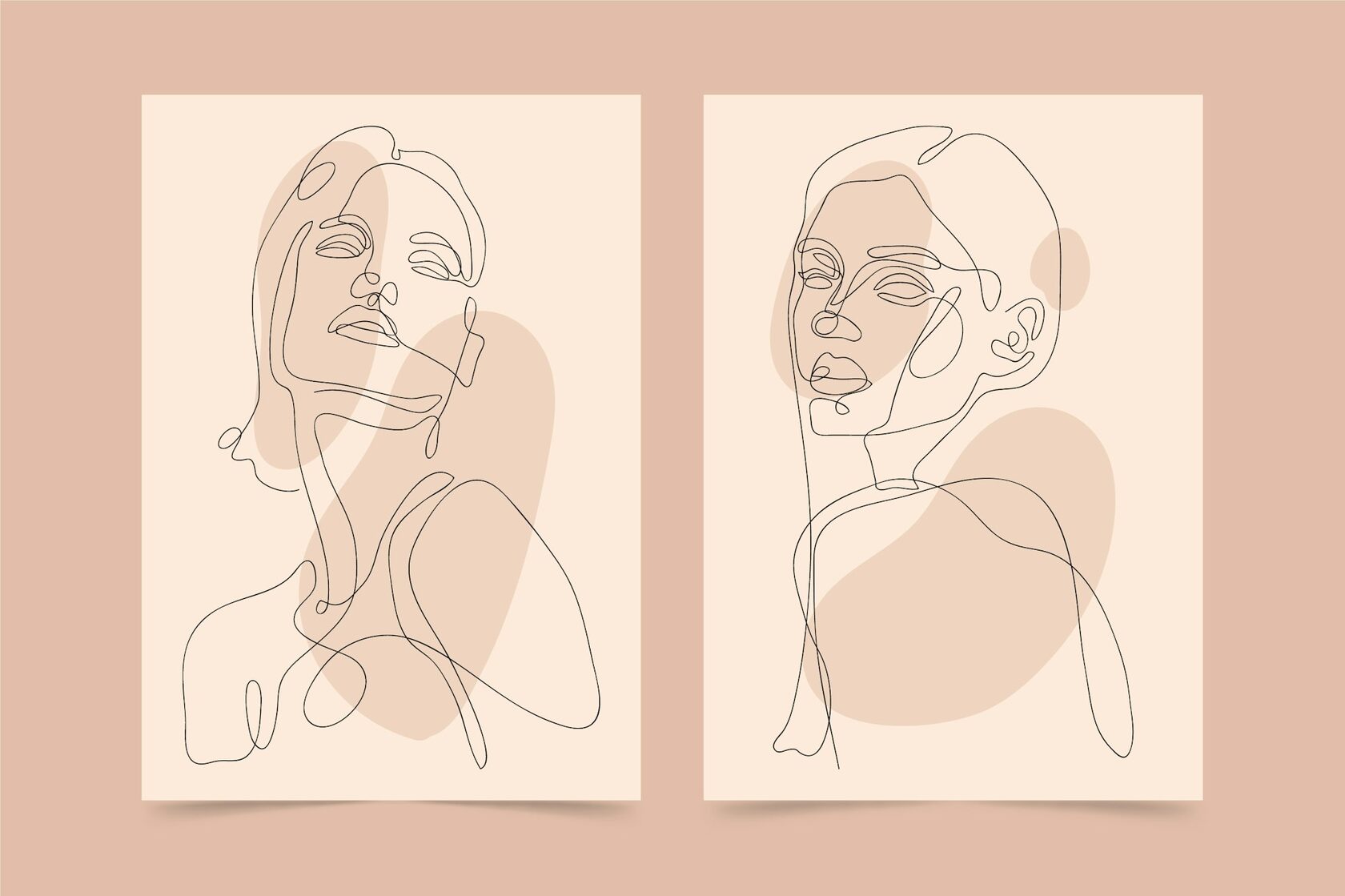 Line art portrait tattoo of a woman