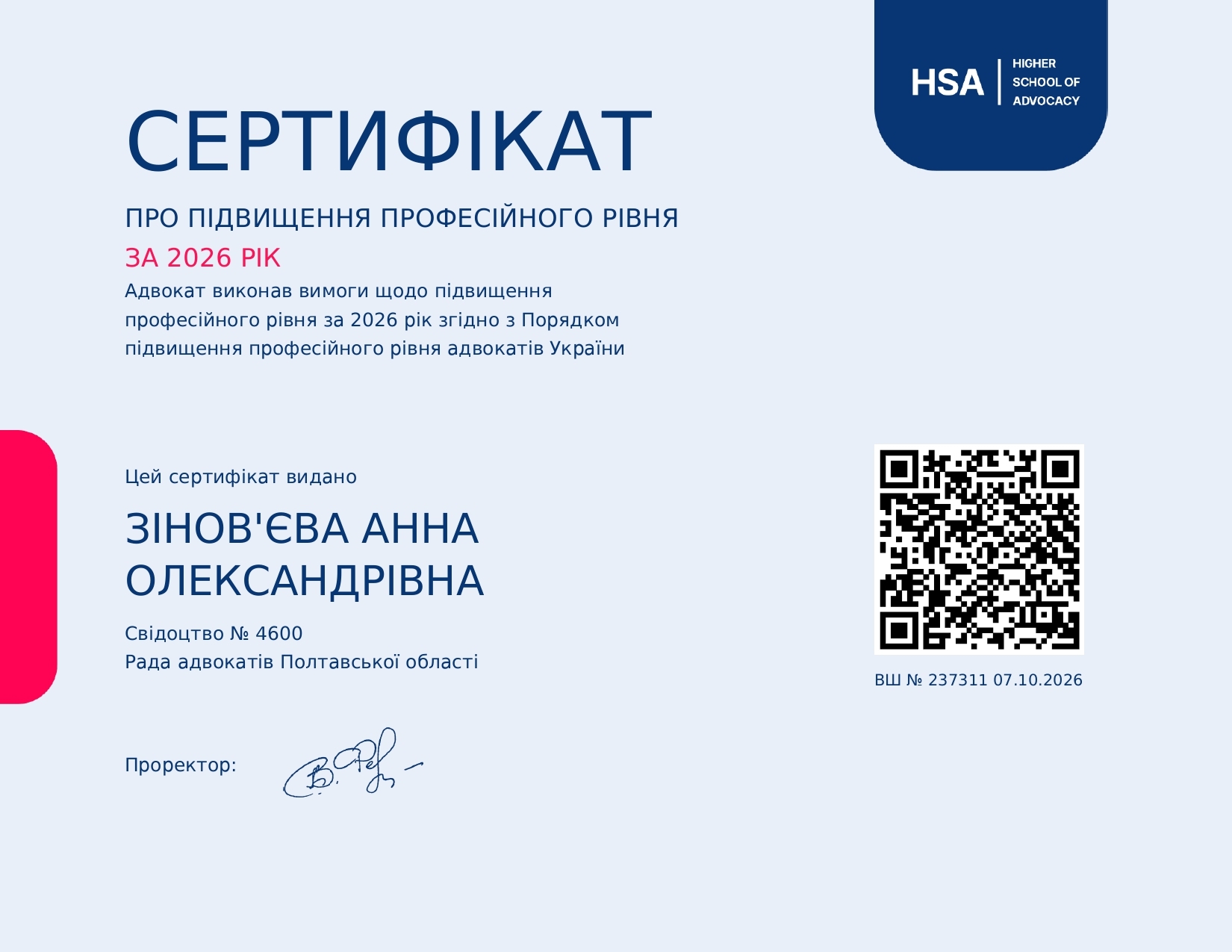 Сертифікат підвищення кваліфікації