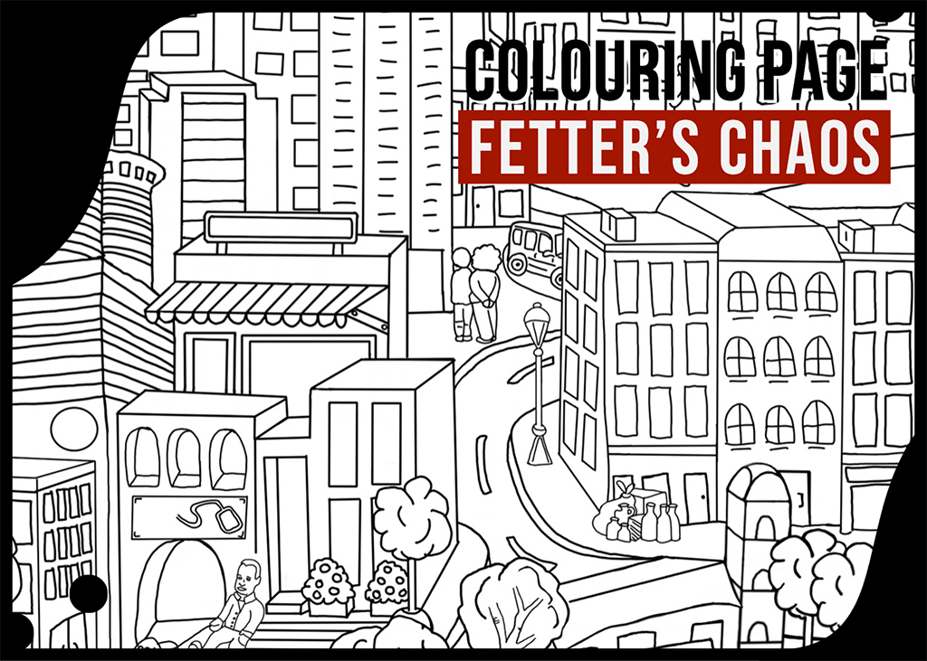 colouring page drawing with words Fetters Chaos