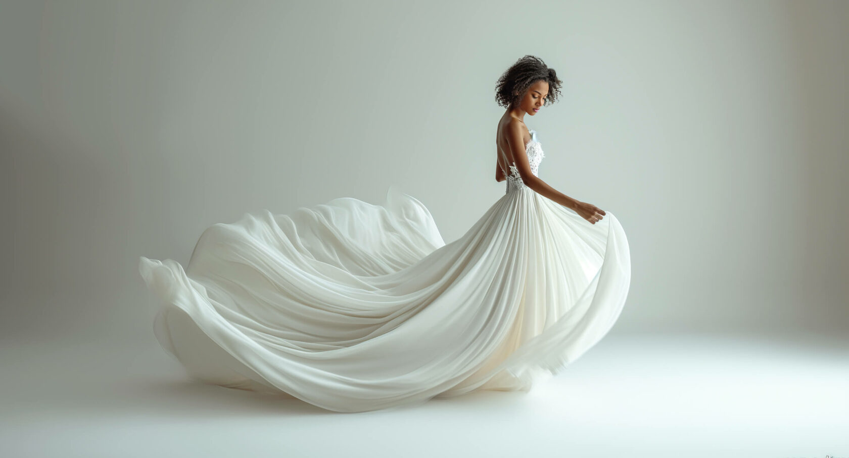 Modern bride in a sleek and simple wedding gown