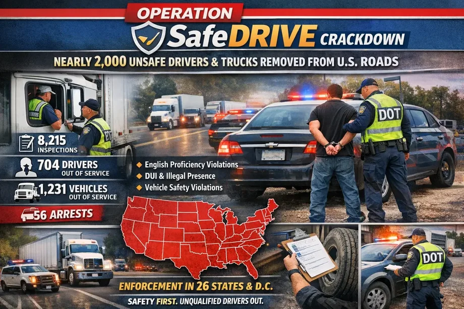 Operation SafeDRIVE: 1,900+ Truck Drivers & Vehicles Taken Off U.S. Roads