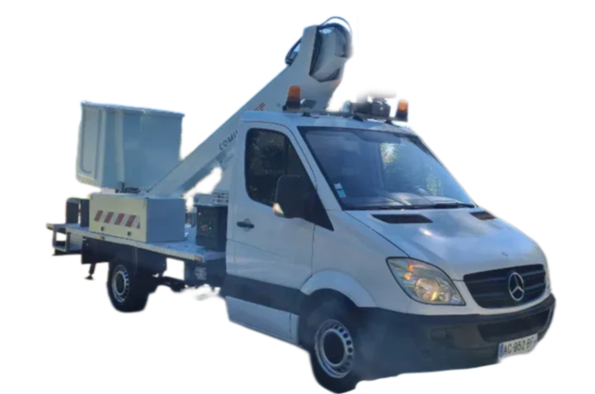 Автовишка АГП-18 Mercedes Sprinter — оренда підйомника 18 м з боковим вильотом 10 м, вантажопідйомність 200 кг