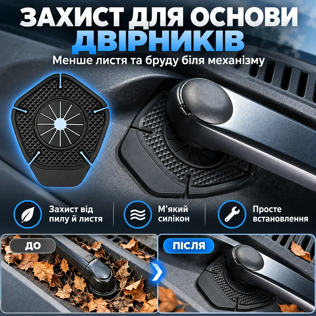 Силіконовий захист для основи двірників на автомобілі