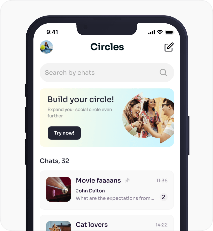 Screen showing the Circles feature of ChooseMe