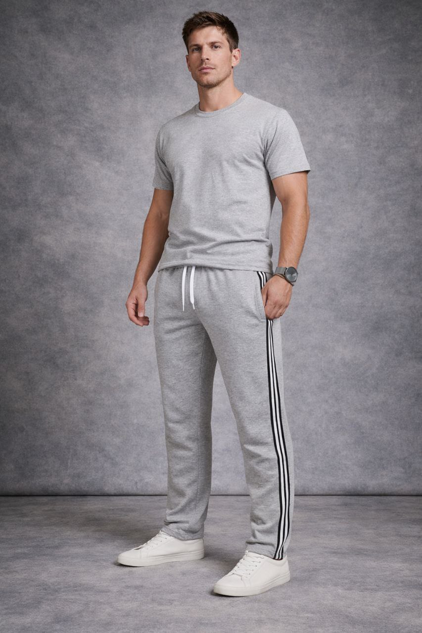 Чоловічі сірі спортивні штани з лампасами 