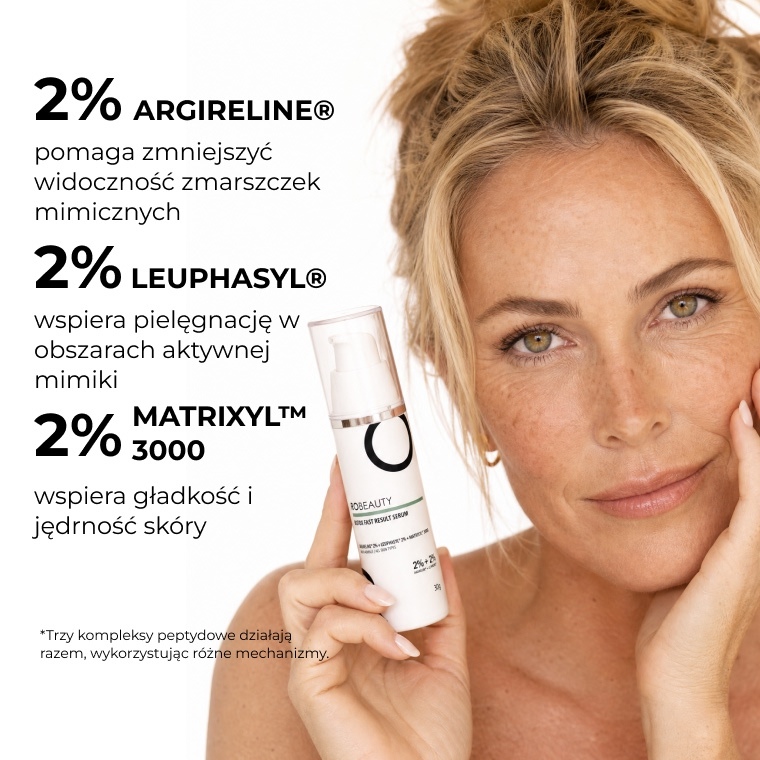 Składniki aktywne: ARGIRELINE® 2%, Leuphasyl® 2%, Matrixyl™ 3000 2%