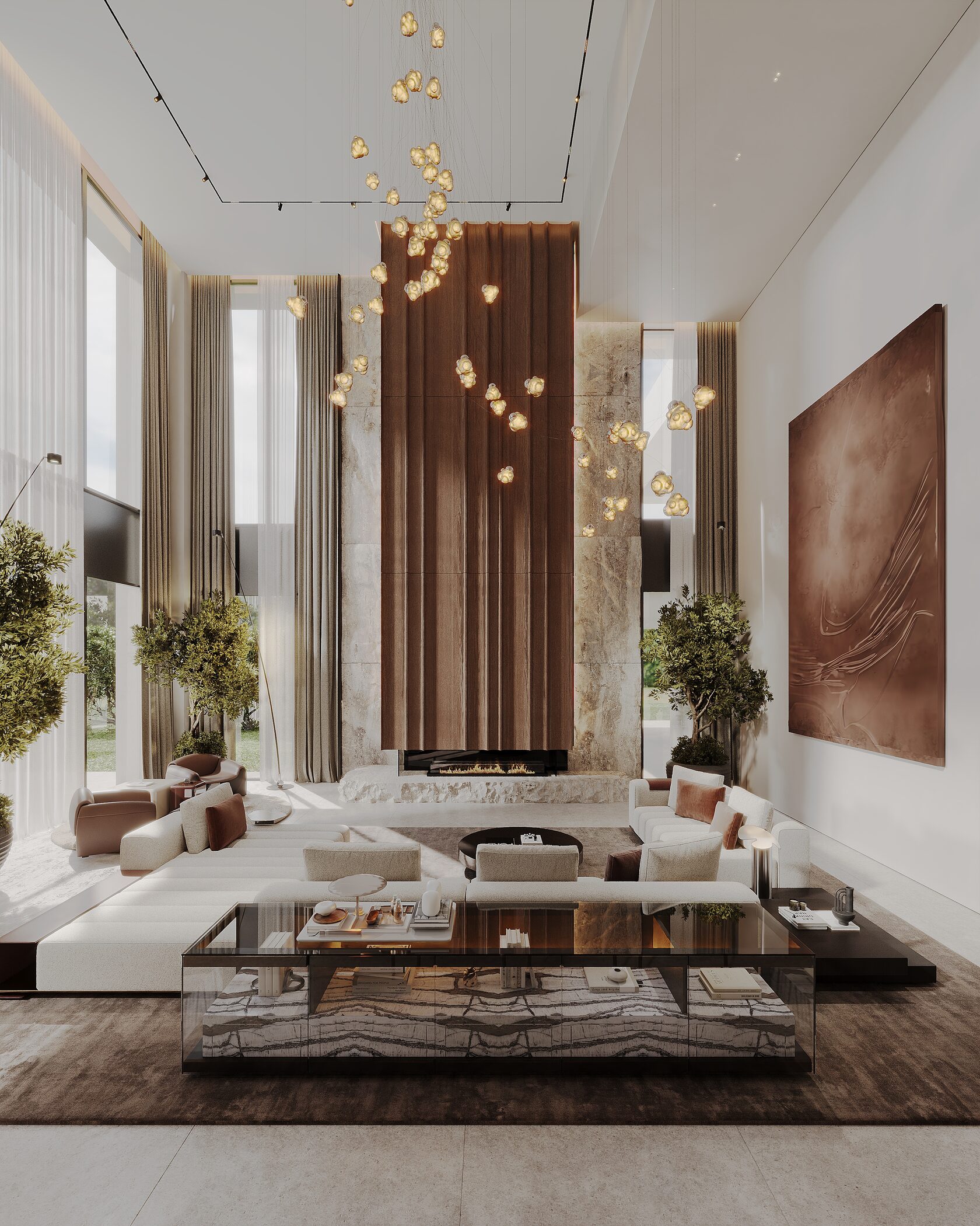 The interior of this three-story villa in Limassol — including a basement level with a wine room and home cinema — blends simplicity, scale, and refinement