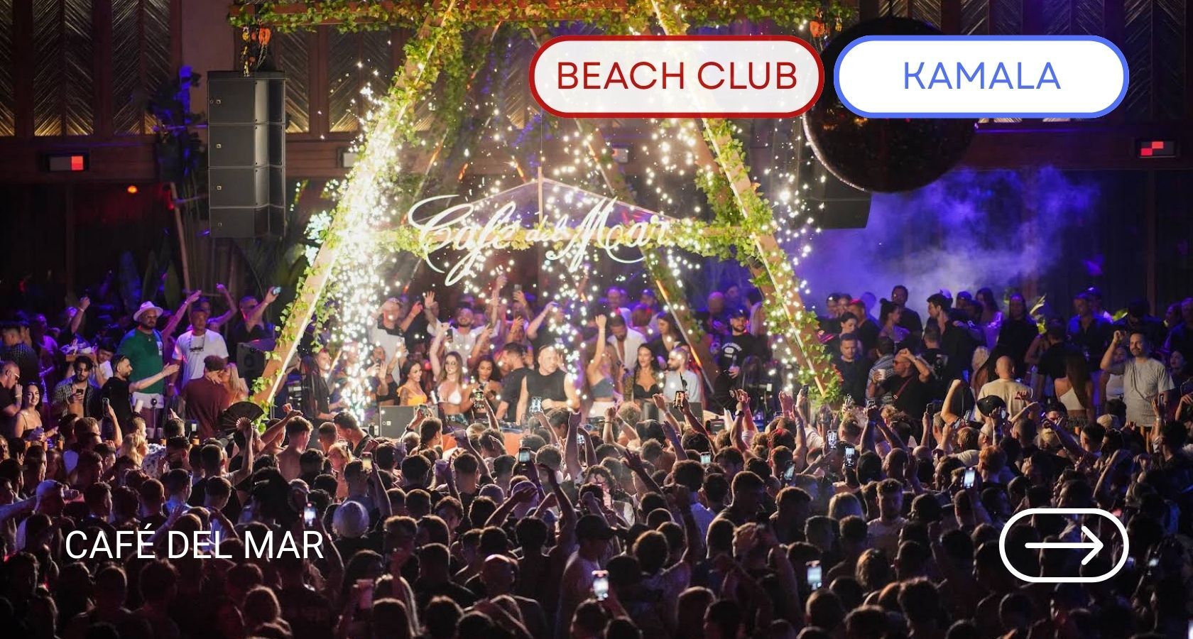 Вечеринка и сцена в Cafe Del Mar Phuket на пляже Камала