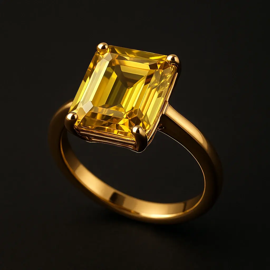 Каблучка з геліодором у золоті 750 проби, ювелірні прикраси HURTOVA 