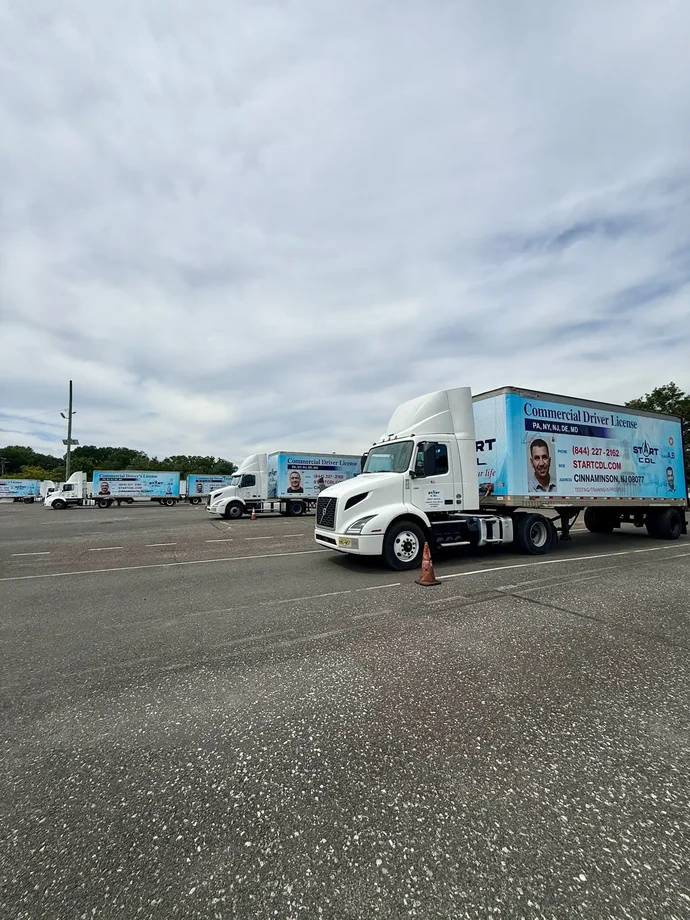 CDL-A student driving a truck on the highway