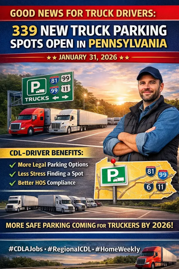 New Truck Parking Spaces for CDL Drivers | Pennsylvania 2026