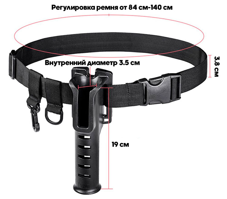 Пояс-держатель удилища + сумка спиннингиста STAKAN-3.2 цвет - Черный