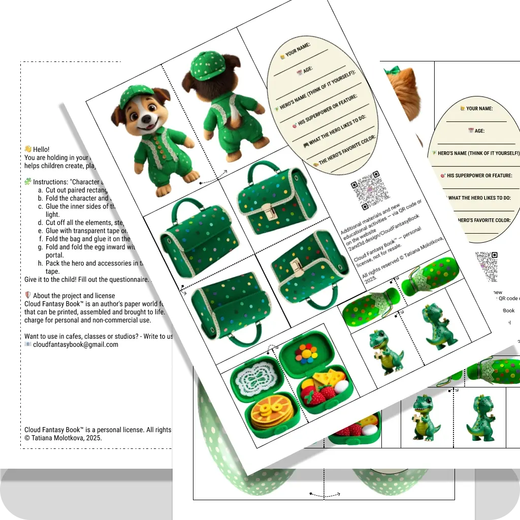 Character Dogs and his things with a questionnaire Green
