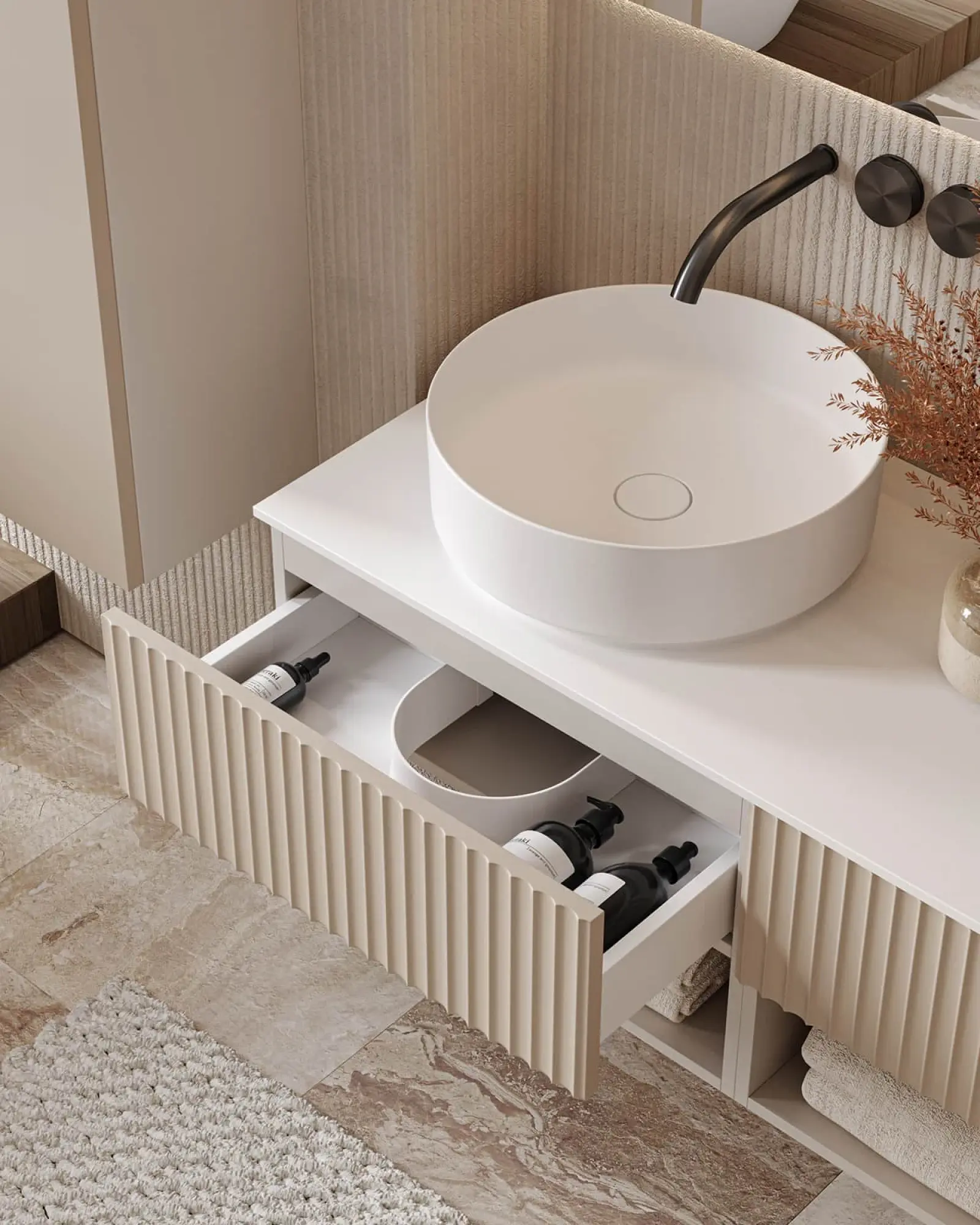 Bespoke alcove bathroom storage cabinet Peterborough