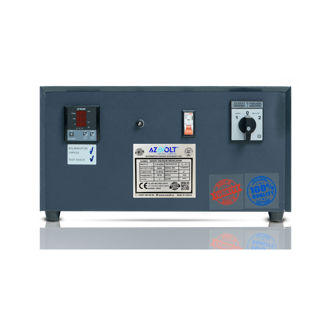 Bir fazali kuchlanish stabilizatori 7.5 kW 140/250V - 220V AZAVOLT