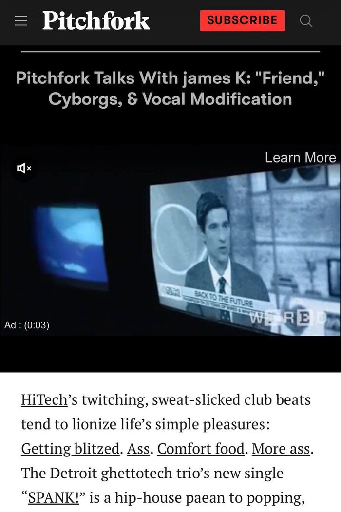Pitchfork article screenshot