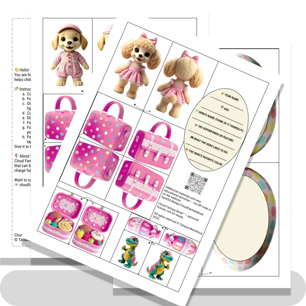 Character Dogs and his things with a questionnaire Pink