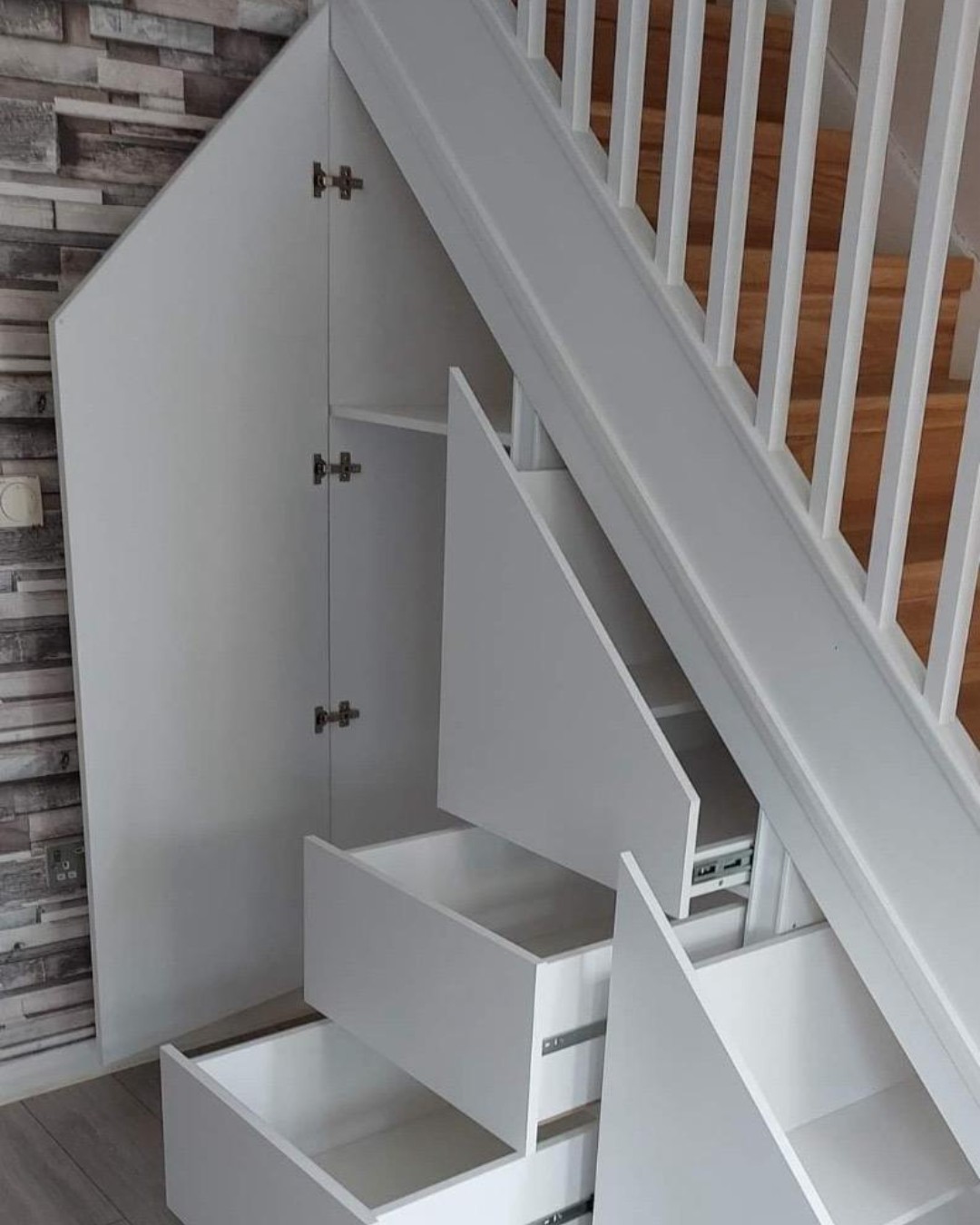Under-Stair Storage Solution with Pull-Out Drawers