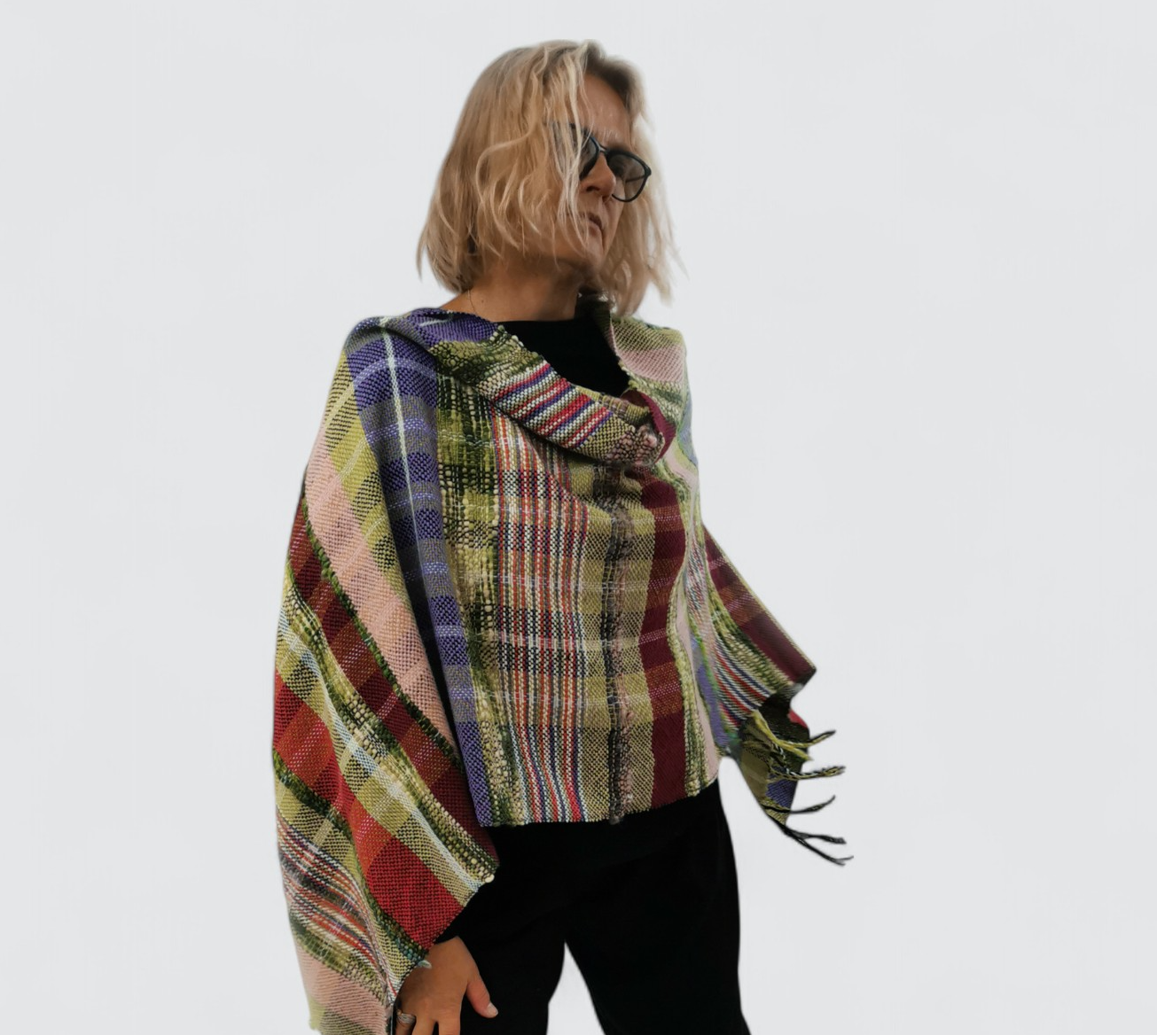 Handwoven multicolor shawl for spring evenings