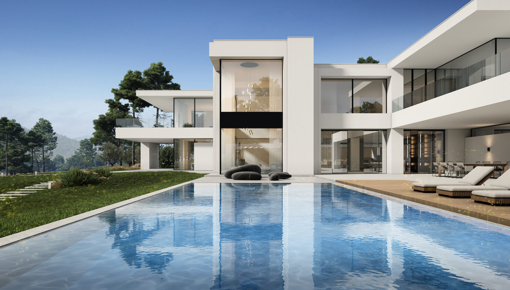 This estate consists of several buildings — including the main residence, a spa, and auxiliary structures, located in the hills near Limassol