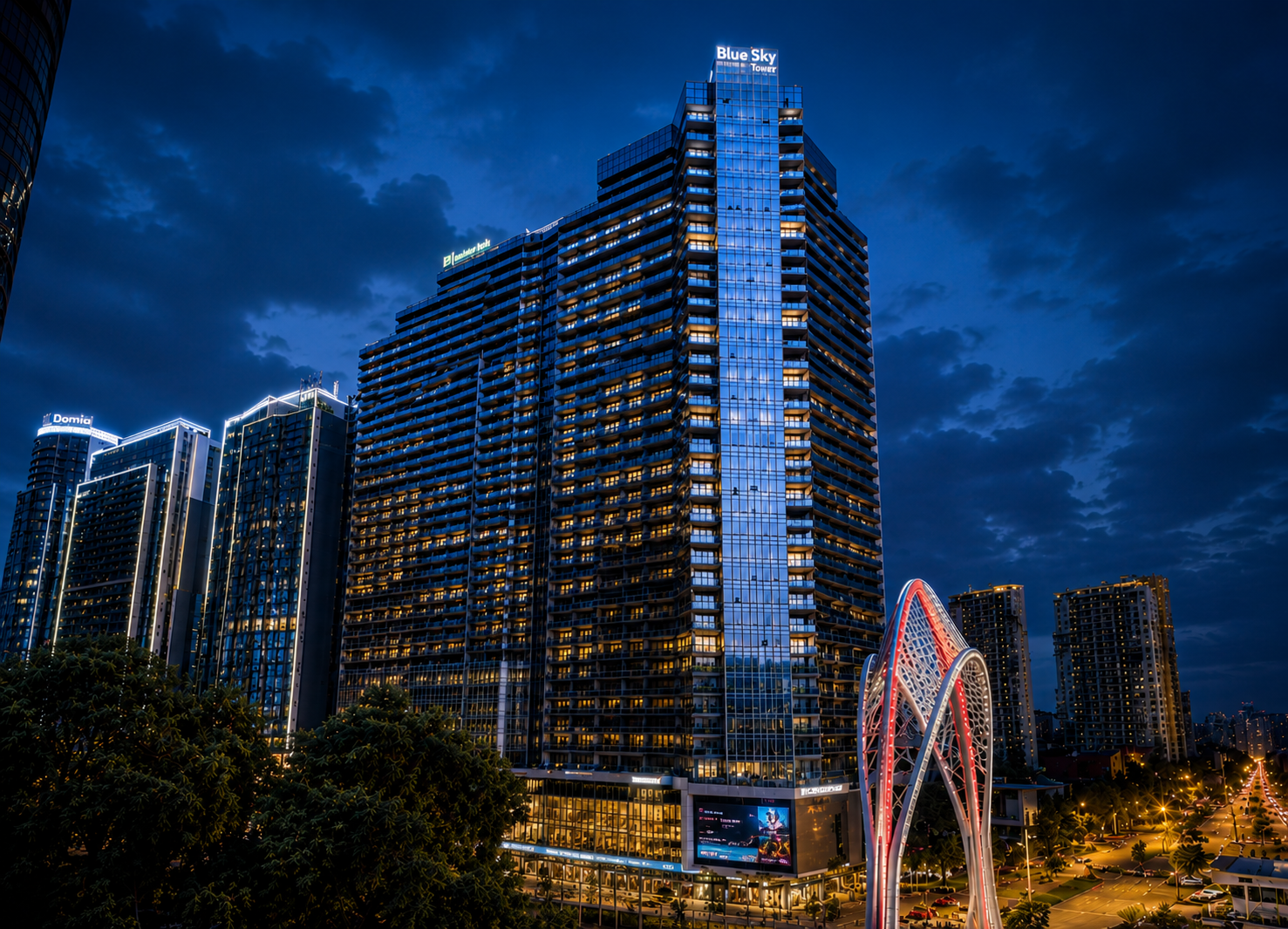 Blue Sky Tower - sunset view