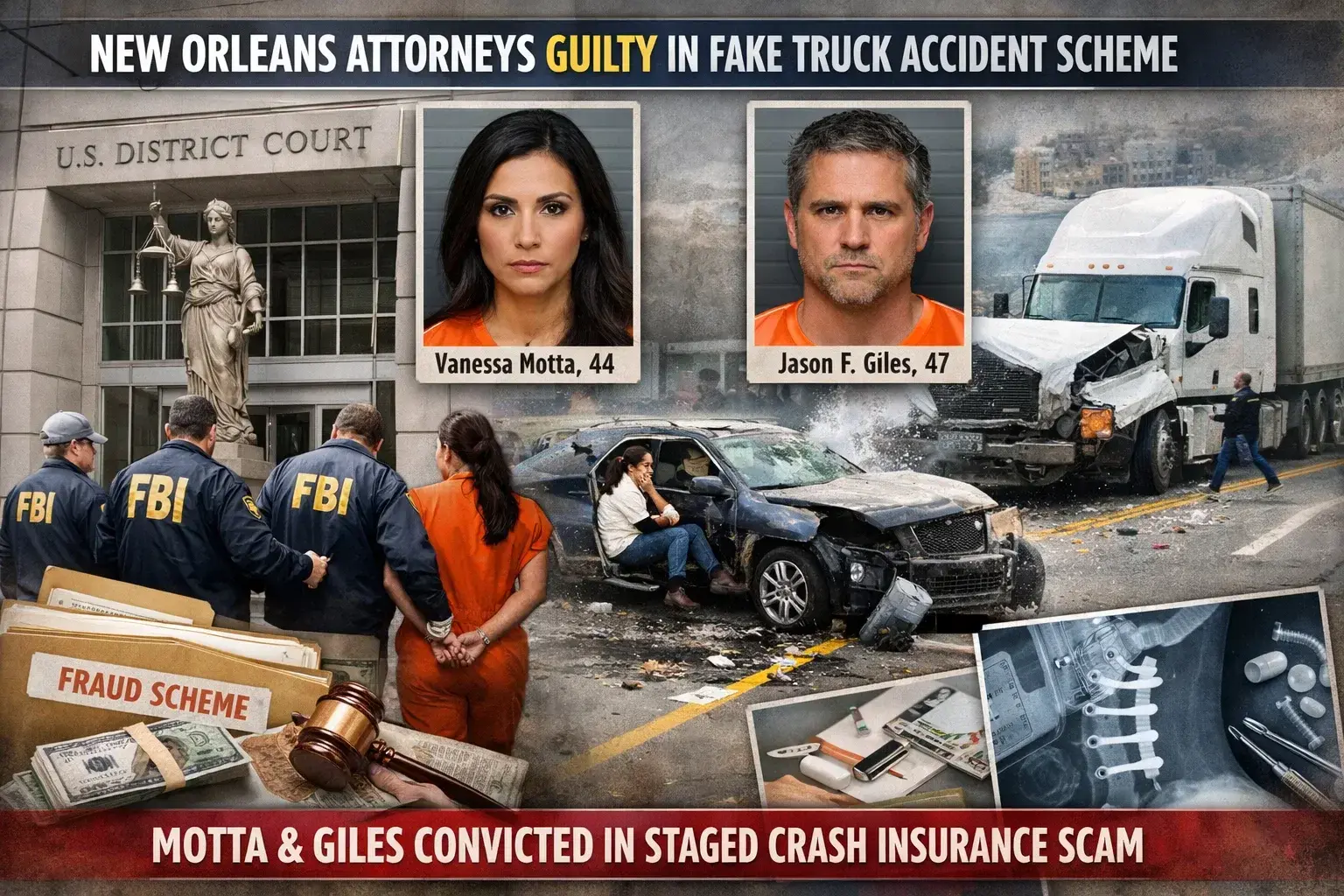 Staged truck accident fraud investigation involving commercial trucks