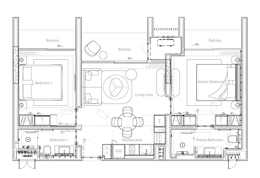 Park Residences floor plan — 2 bedrooms type A, 79 m²