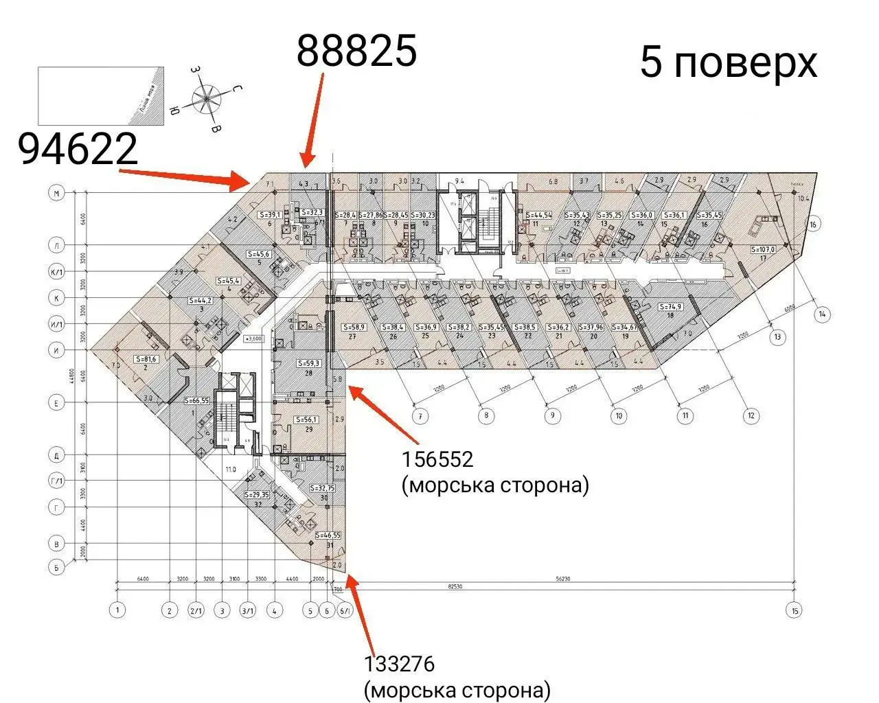 M1 Club Apartments — планировка второго типа этажа