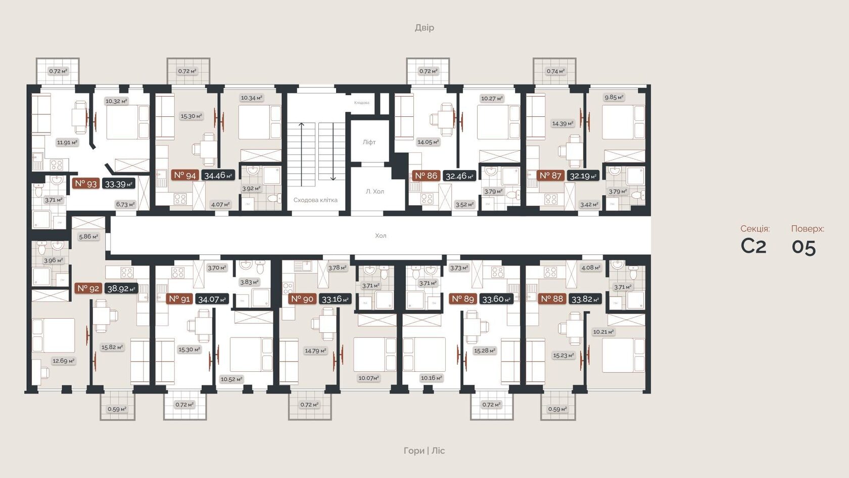 SKOGUR City секция 2 — планировка этажа 5