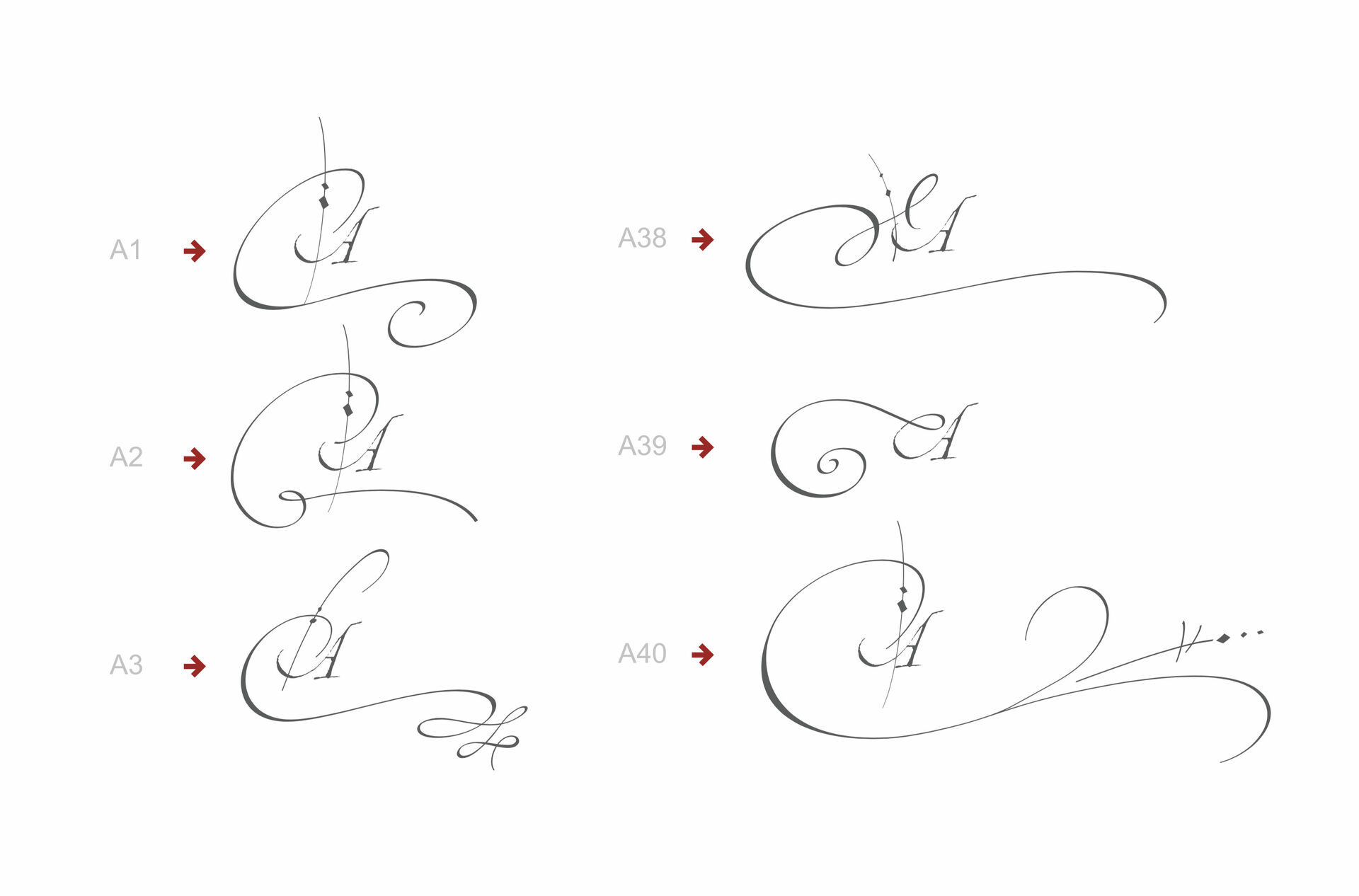 Cardinal font, swashes for capital letter A