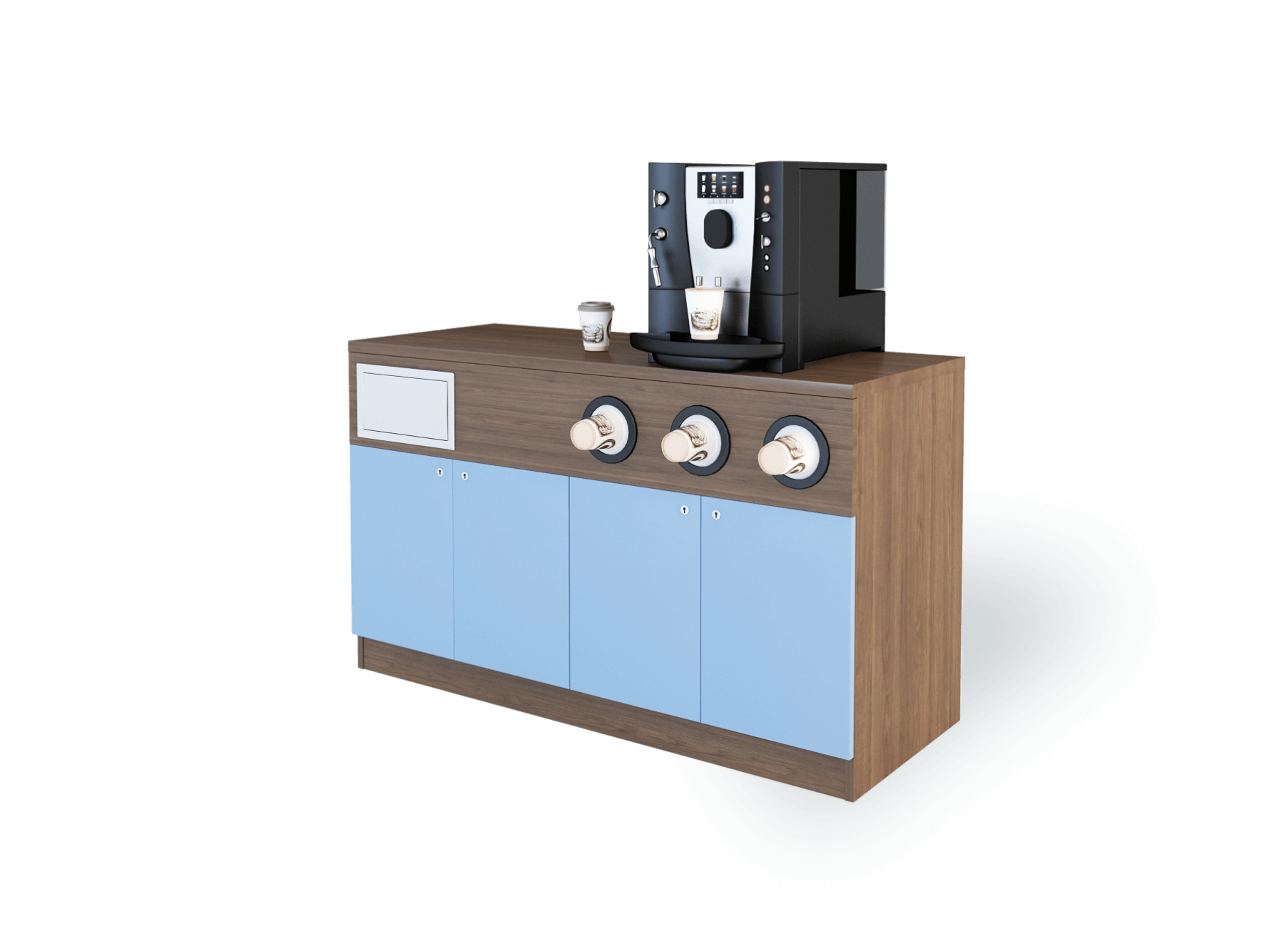 Тумба под кофемашину с диспенсерами для стаканов