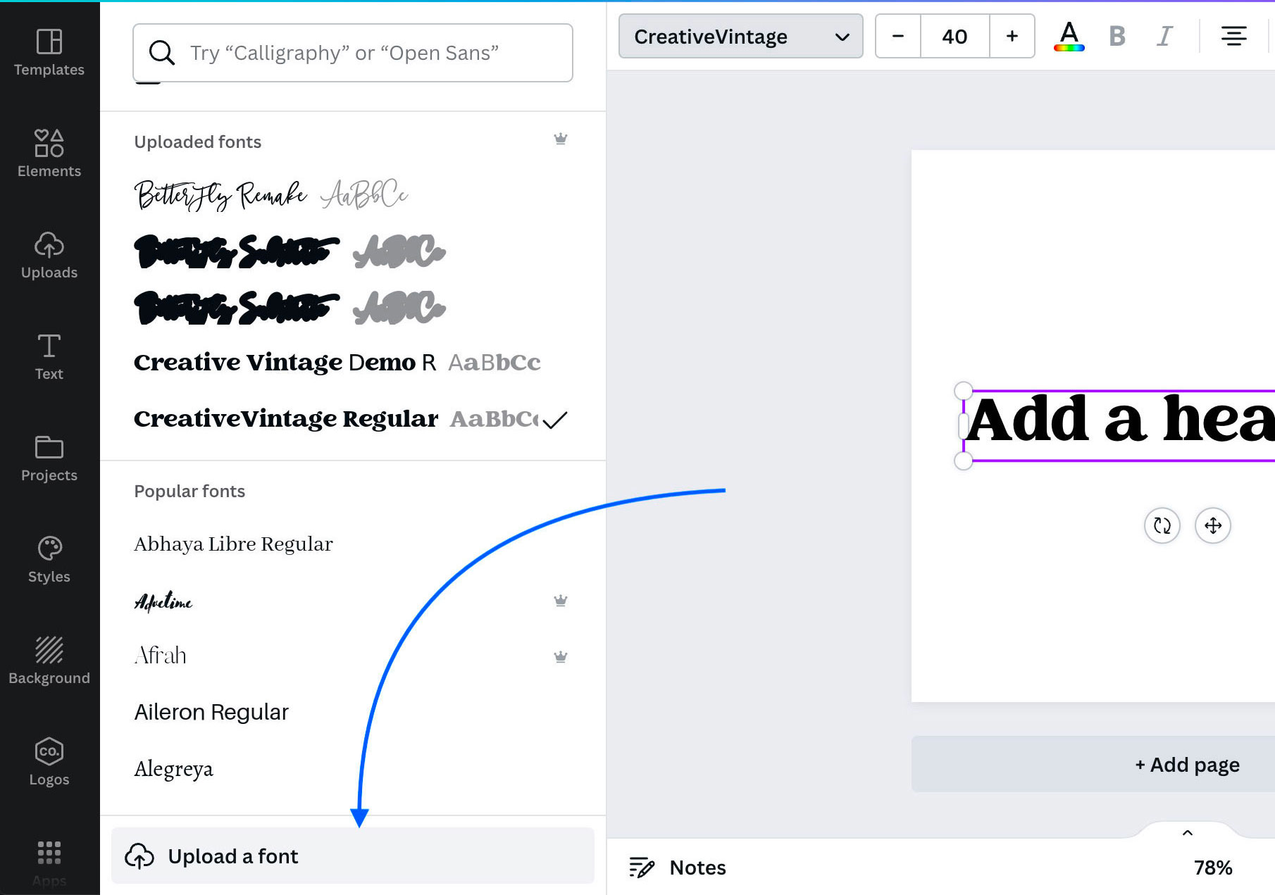 How to install font on Canva app