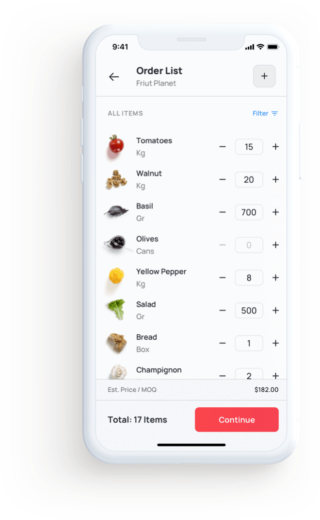 Order list UI design