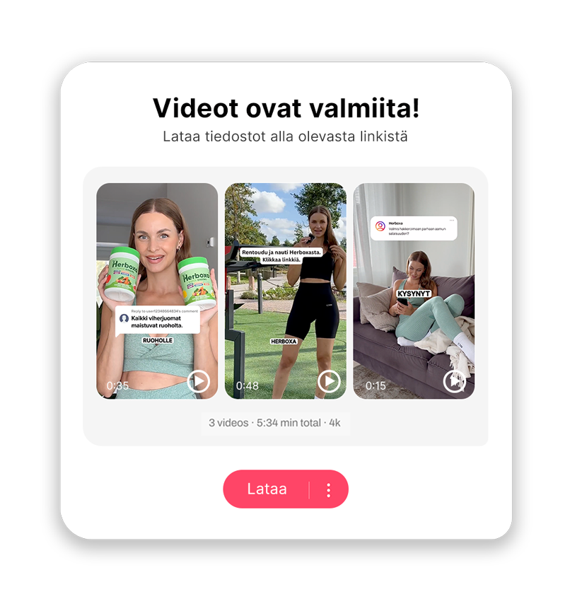 UGC Videot ovat valmiit